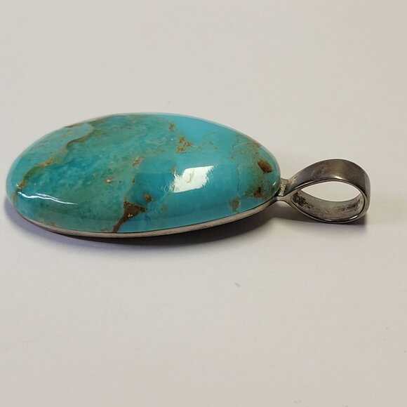 Large Turquoise Pendant Barse 925 Sterling Silver - Picture 8 of 15